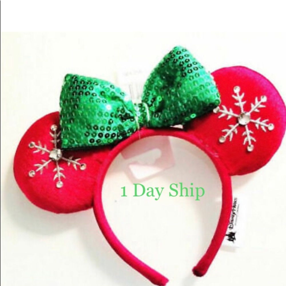 Disney Holiday Xmas VELVET Minnie Ears Headband